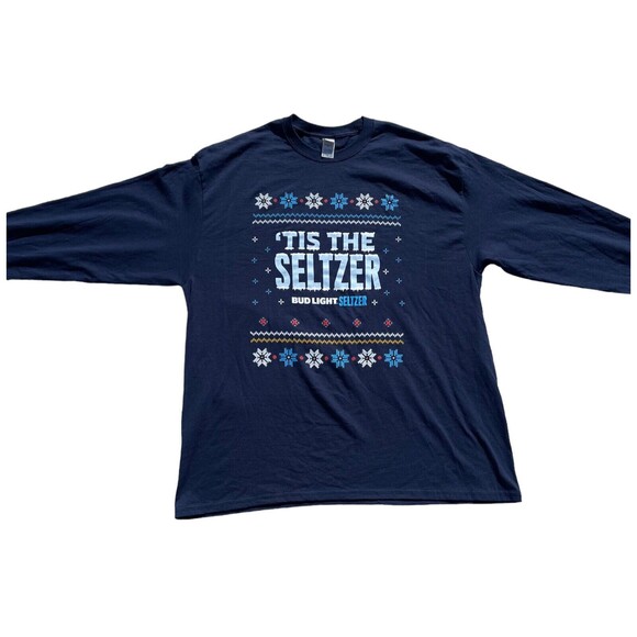 Bud Light Seltzer Ugly Sweater Long Sleeve TShirt Holiday XL Beer Dad Christmas - Picture 2 of 8